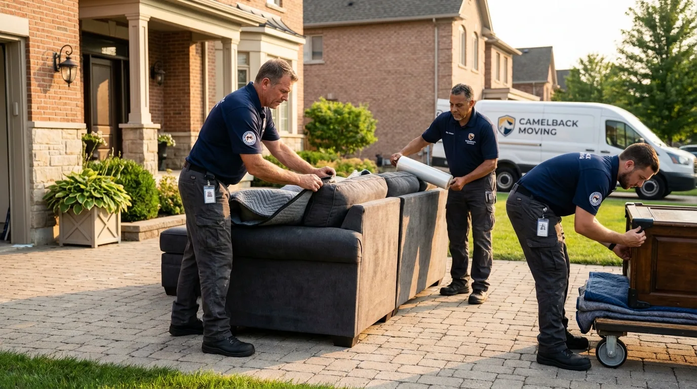 Large estate moving crew wrapping furniture in Destrehan, LA