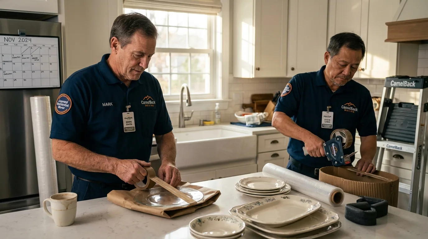 Professional crew packing kitchen dishware in Destrehan, LA